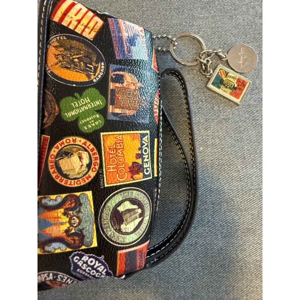 Sydney Love 'Vintage' Travel Hotel Luggage Label Print Wristlet Pouch Keychain 2